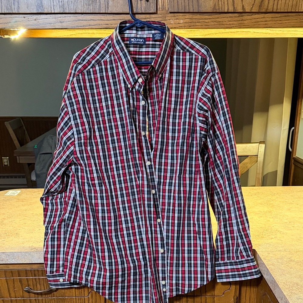 Nautica Red and Black Plaid Men's Shirt